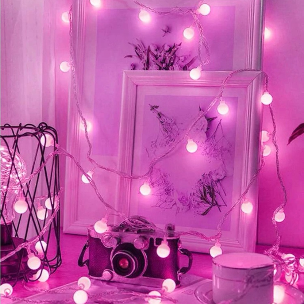 1pc 1.5m PINK String Lights with 10 Ball Bulbs